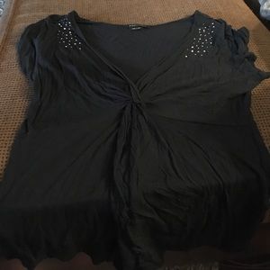 Black deep v neck BCBG top