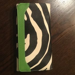 Zebra strip green folding wallet