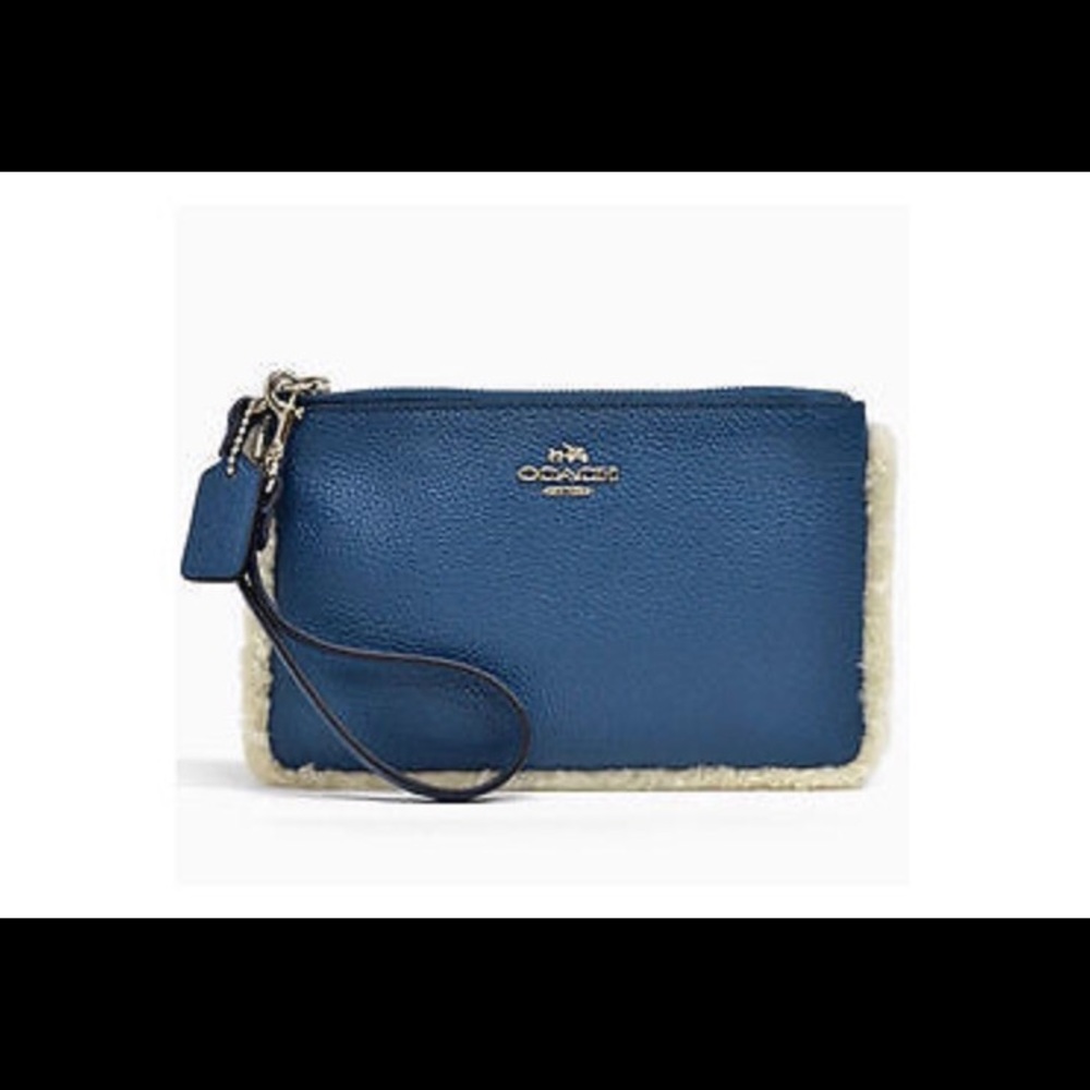 Coach Wristlet - Slate Leather w/ Shearling F64709
