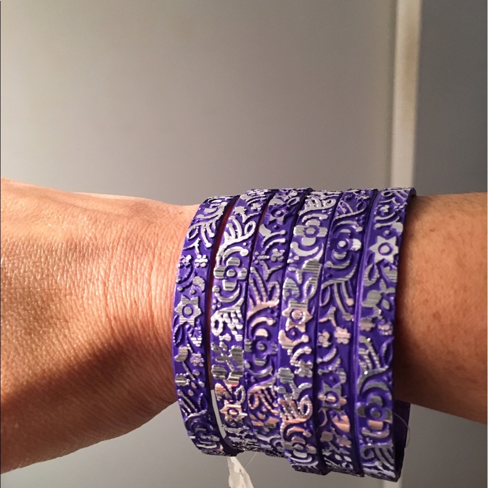 NWT Chamak By Priya Kakkar 6 Bracelets Purple