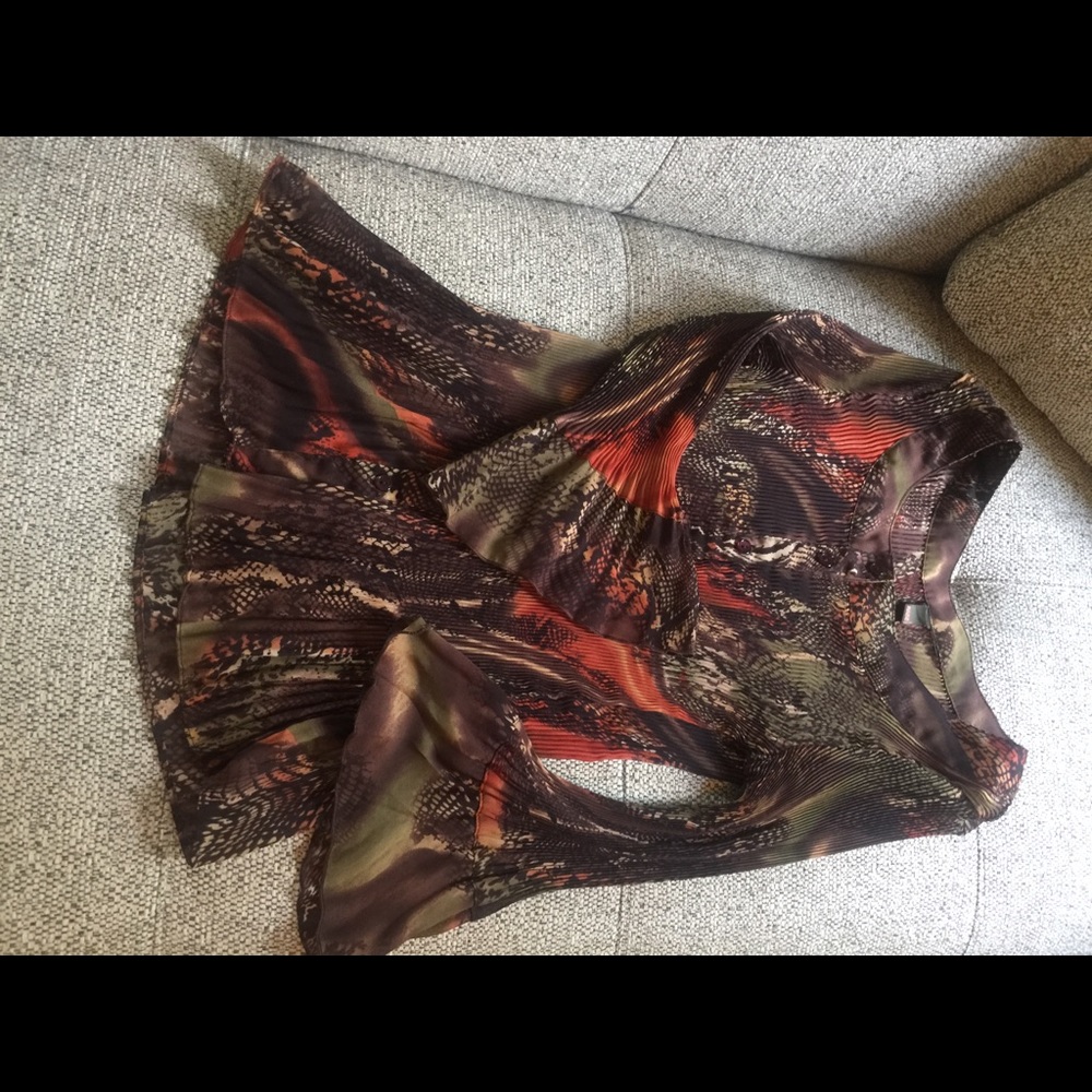 Sheer office blouse with bell sleeves