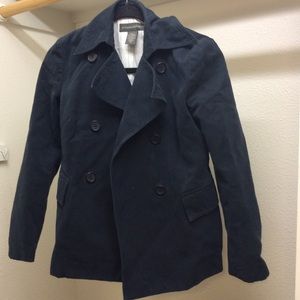 Navy short cotton peacoat