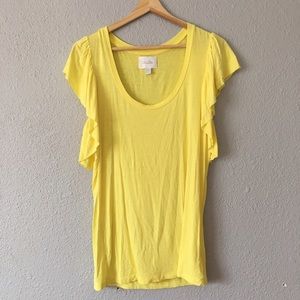 Anthropologie Deletta yellow flutter sleeve top