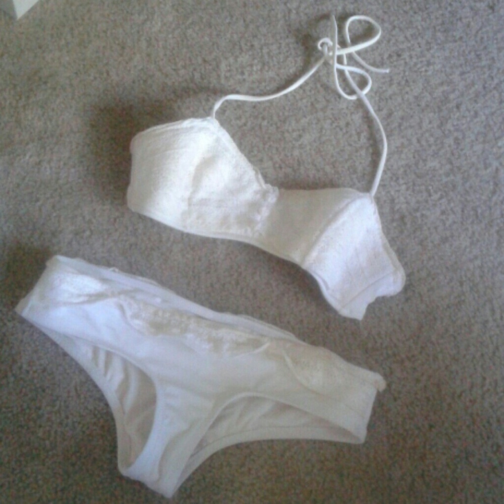 Crochet white bikini