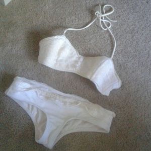 Crochet white bikini