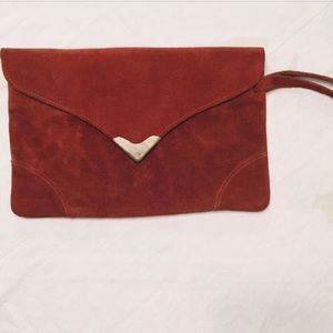Vintage Suede Envelope Wristlet/Clutcn