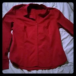 Red button down blouse