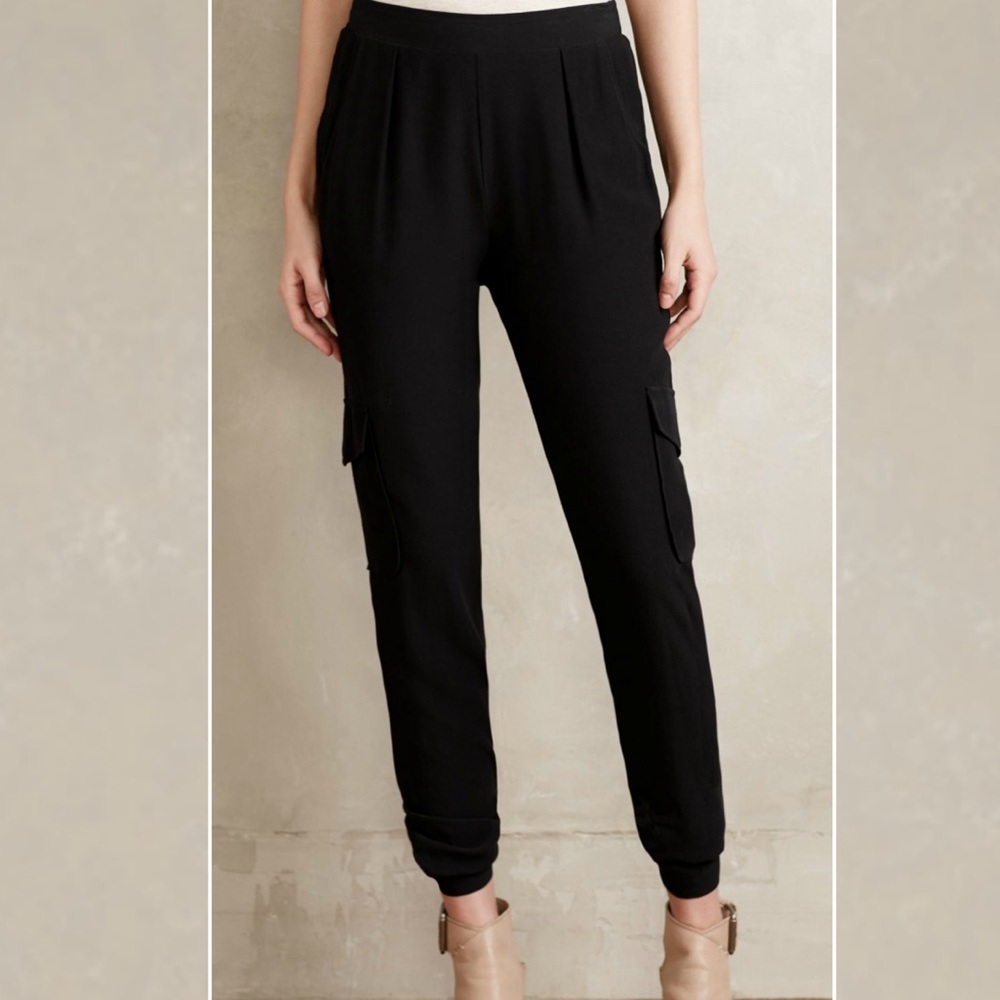 Anthropologie Black Cargo Joggers Santuary