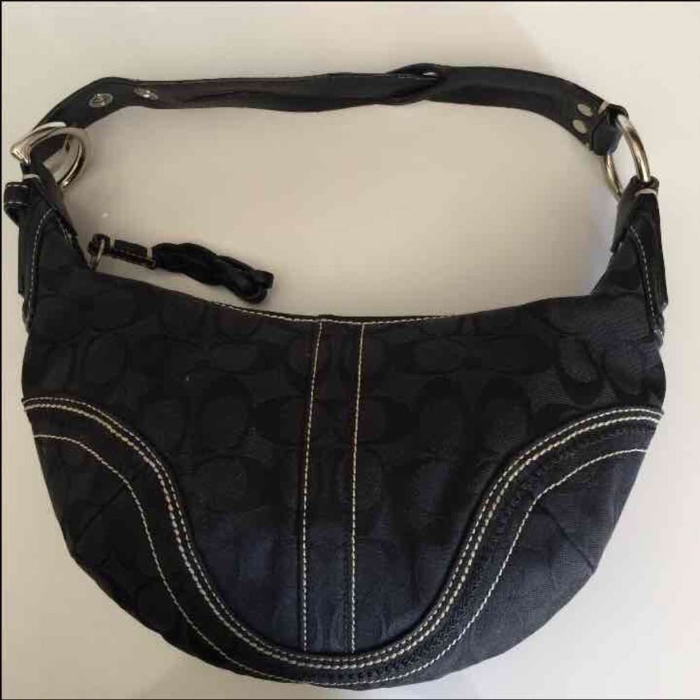 Authentic Black Signature Coach Hobo