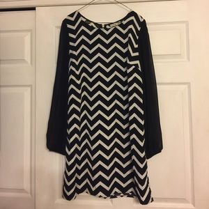 Chevron dress with sheer sleeves