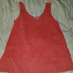 Coral, sheer tank top