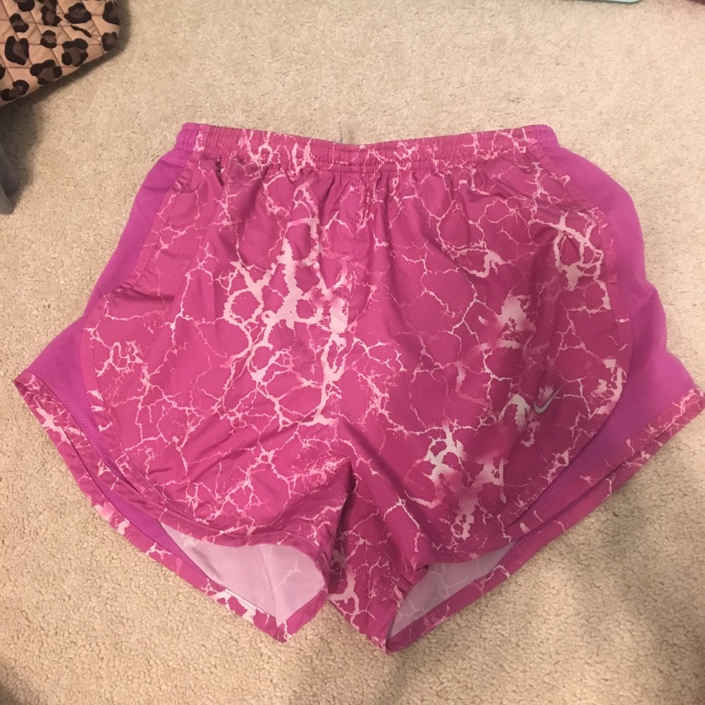 Pink lightning print Nike shorts