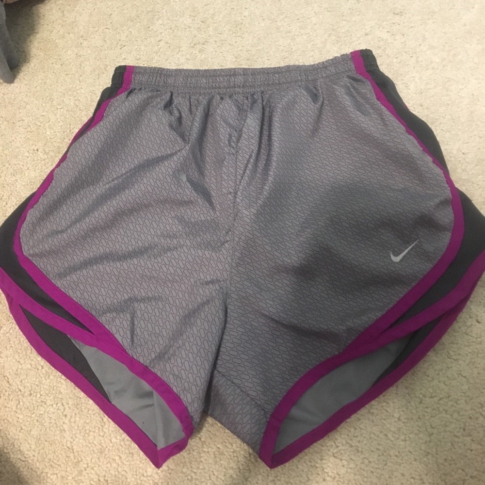Purple and grey Nike shorts