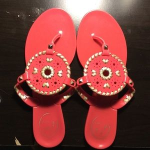 pink and gold jack roger jellies