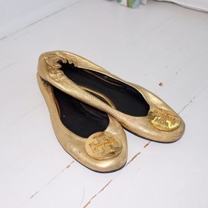 Gold Tory Burch Flats