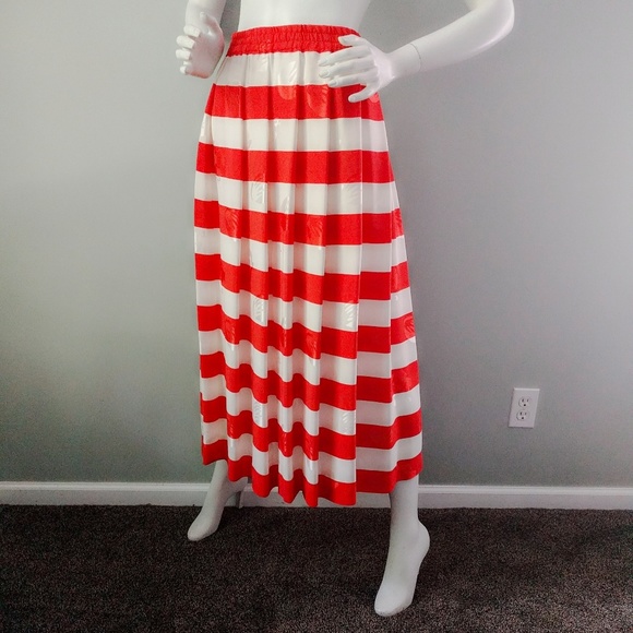 Vintage 🎉HP🎉 1980s Anne Klein Orange Stripe Silk Full Skirt 8 - Picture 3 of 7