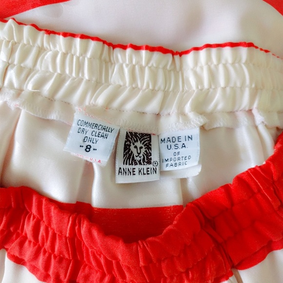 Vintage 🎉HP🎉 1980s Anne Klein Orange Stripe Silk Full Skirt 8 - Picture 7 of 7