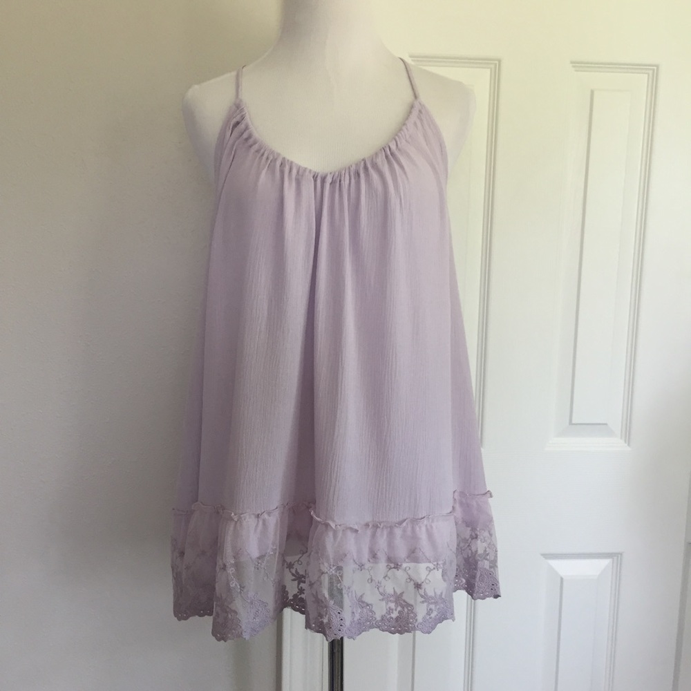 Lavender Lace Lace Hem Tunic Top - Picture 2 of 3