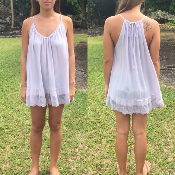 Tops - Lavender Lace Lace Hem Tunic Top
