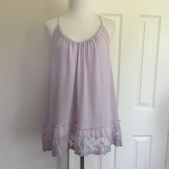 Lavender Lace Lace Hem Tunic Top - Picture 2 of 3