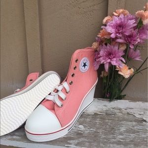 pink converse wedges