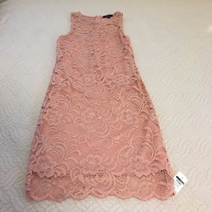 Pink lace midi dress