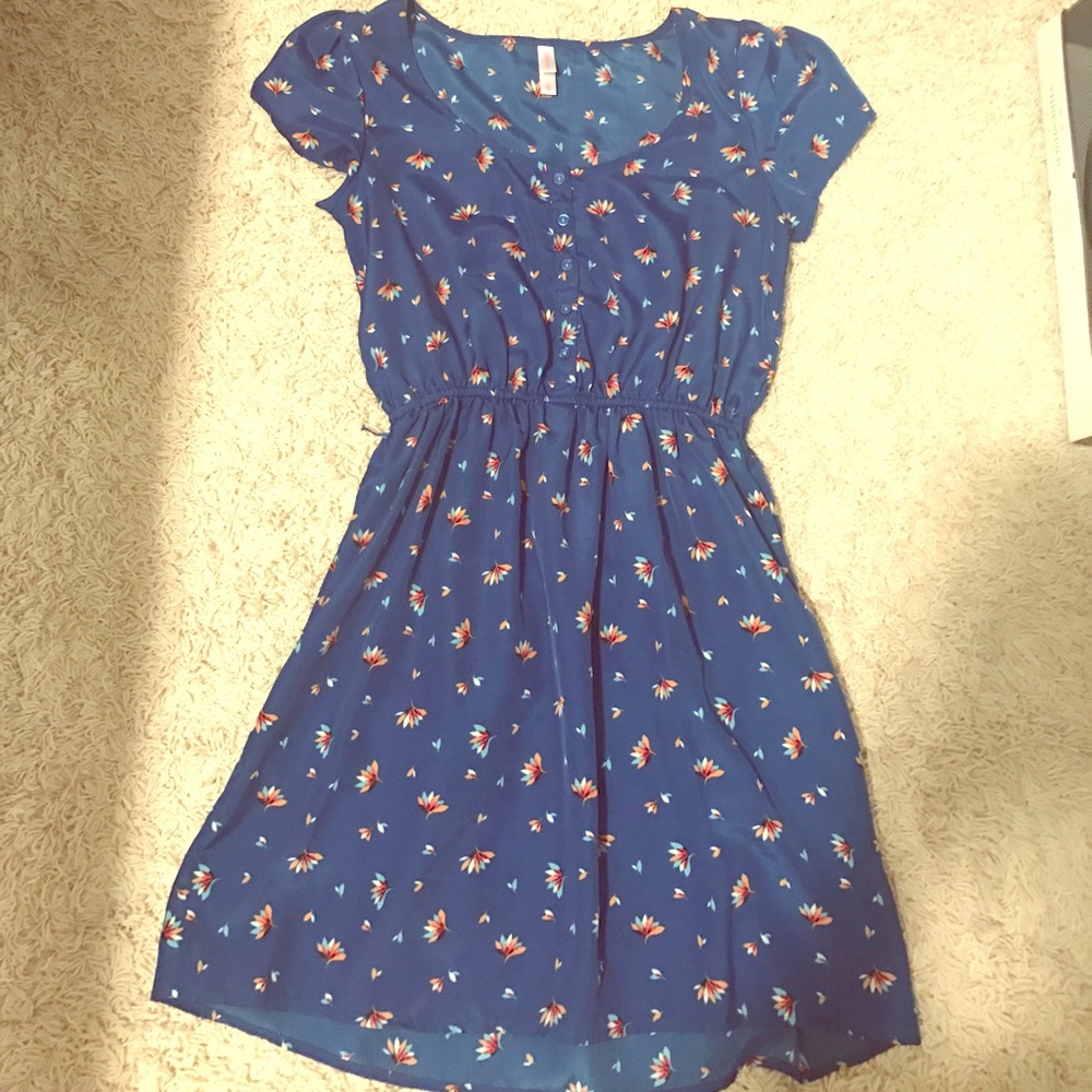 Royal Blue Palm Plant patterned Xhilaration Dress