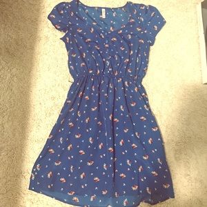 Royal Blue Palm Plant patterned Xhilaration Dress