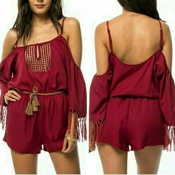 Womens Burgundy Short Romper - Picture 1 of 4