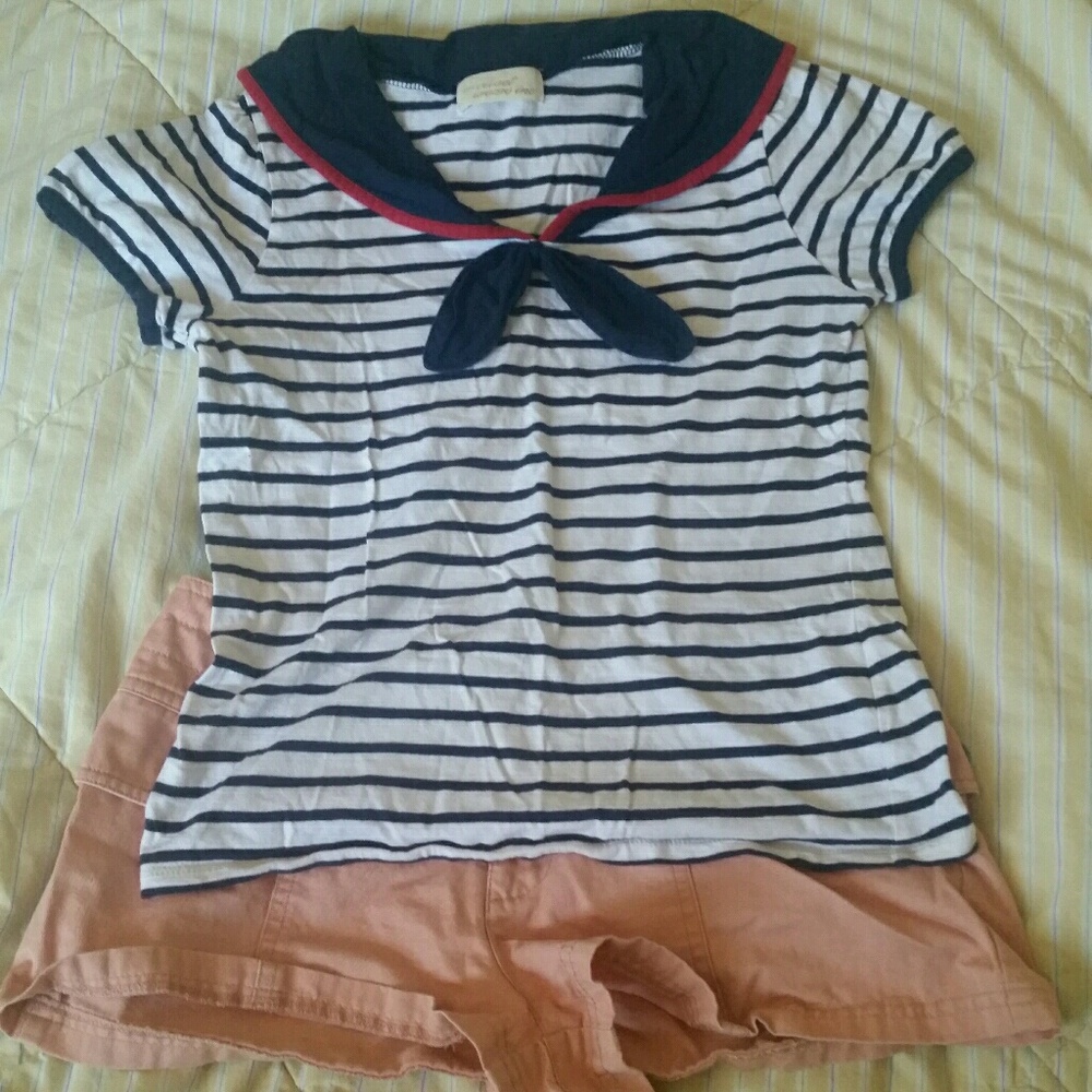 Japanese Sailor Collar Striped Shirt