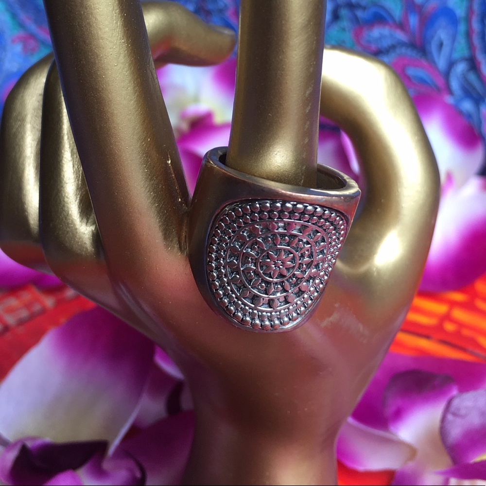 Silver mandala ring