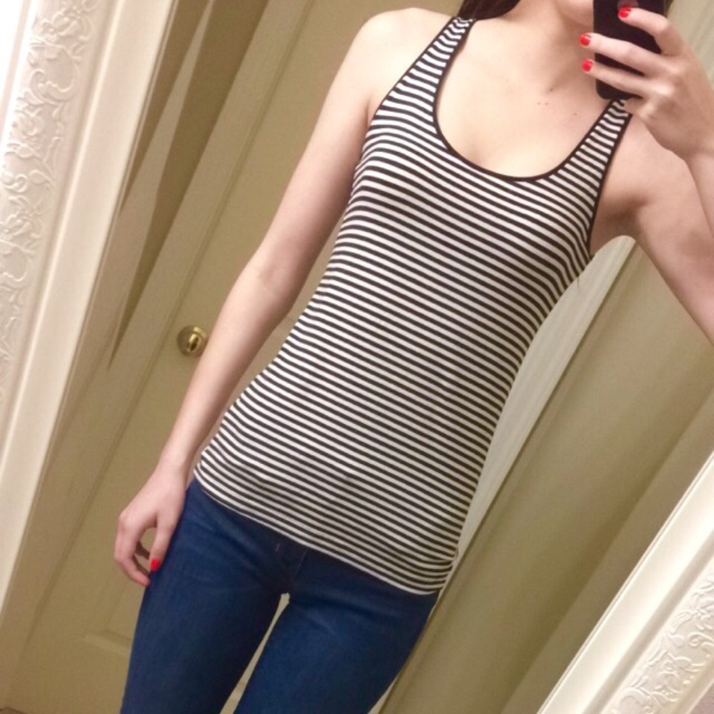Navy and White Stretch Tank