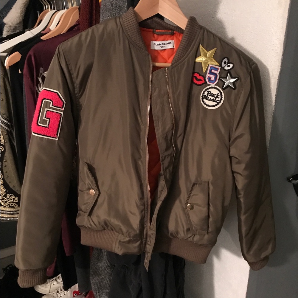 Glamorous Petite Bomber Jacket With Badge Detail