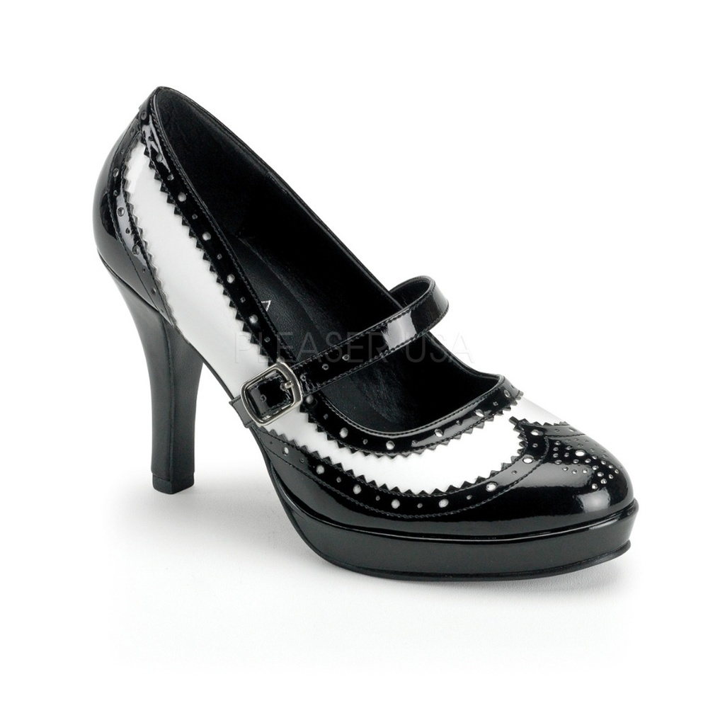 Pin Up 50s Saddle Mary Jane High Heel Shoes - Picture 2 of 4