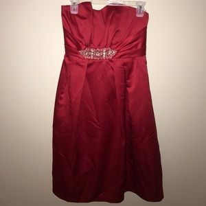 Satin Crimson Strapless Dress