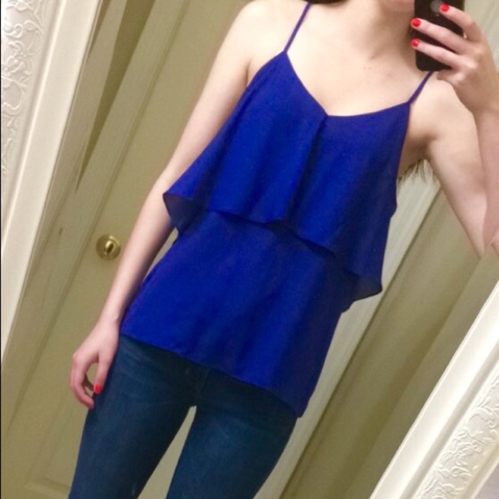 Royal Blue Flowy Tiered Tank