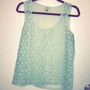 Sheer LOFT mint sleeveless top