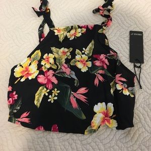 Forever 21 black floral cropped top