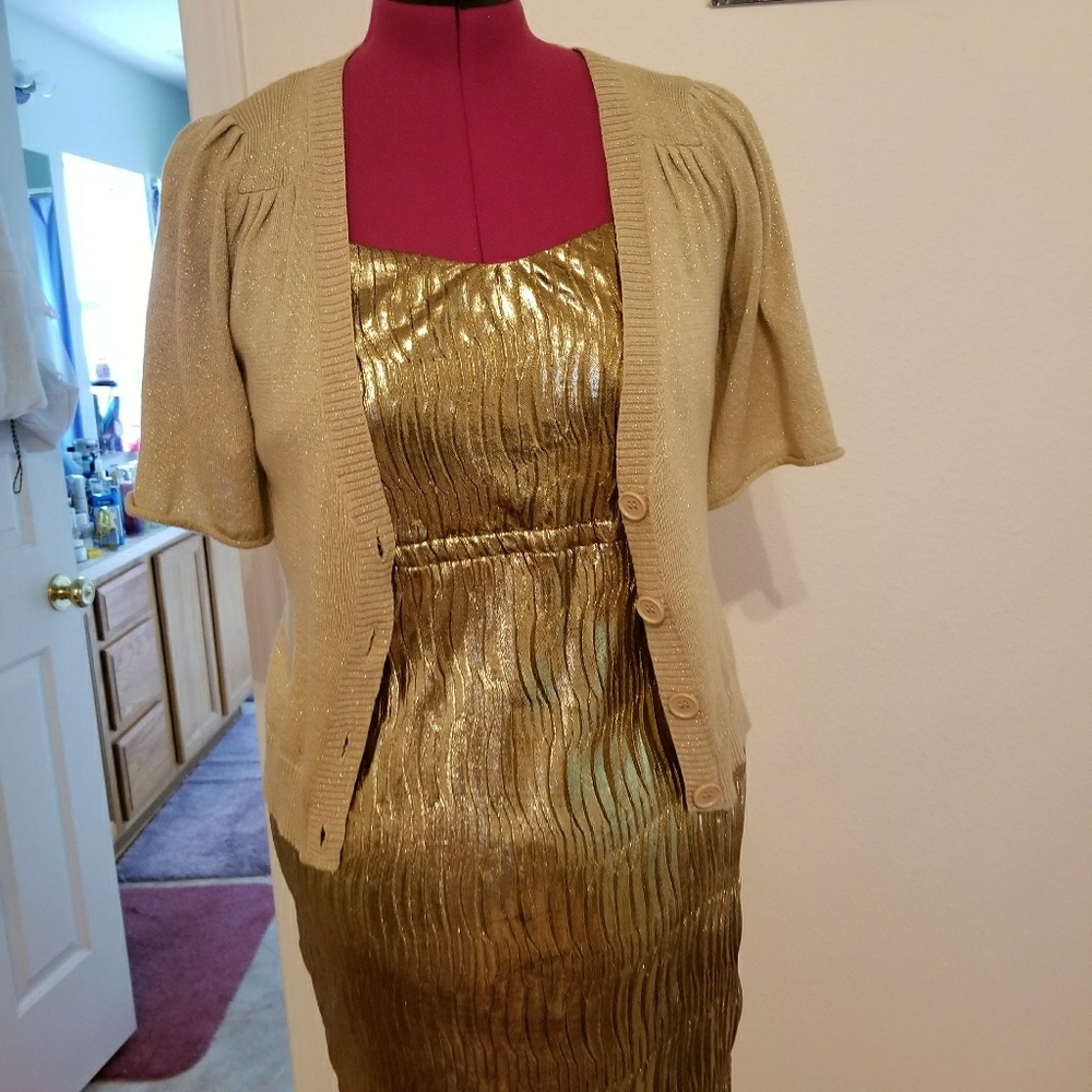 A casual gold sweater
