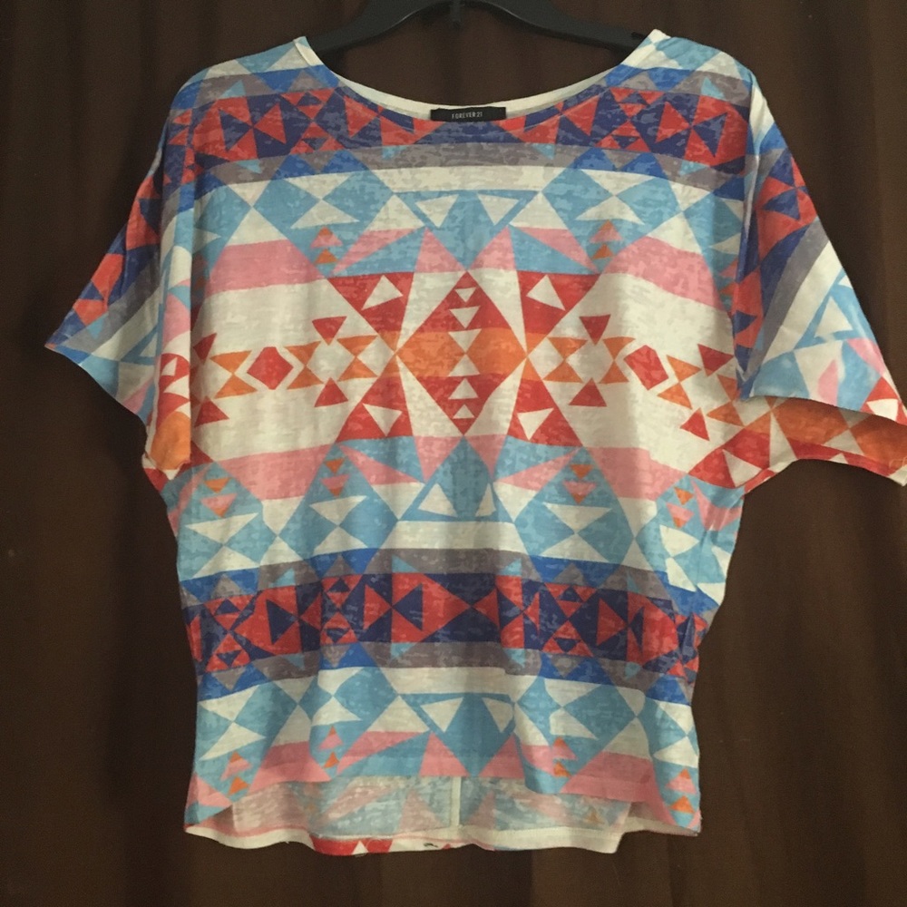 Bright colored Aztec print tee