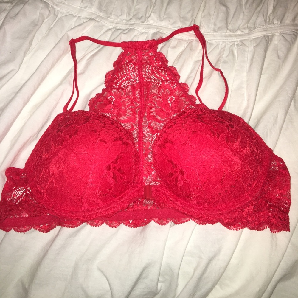 PINK 34B Red Lacey Bra