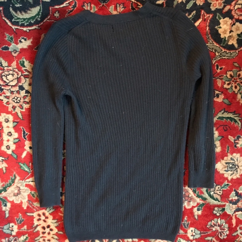 JCrew Ribbed Navy Pocket Crewneck Sweater - Picture 2 of 2