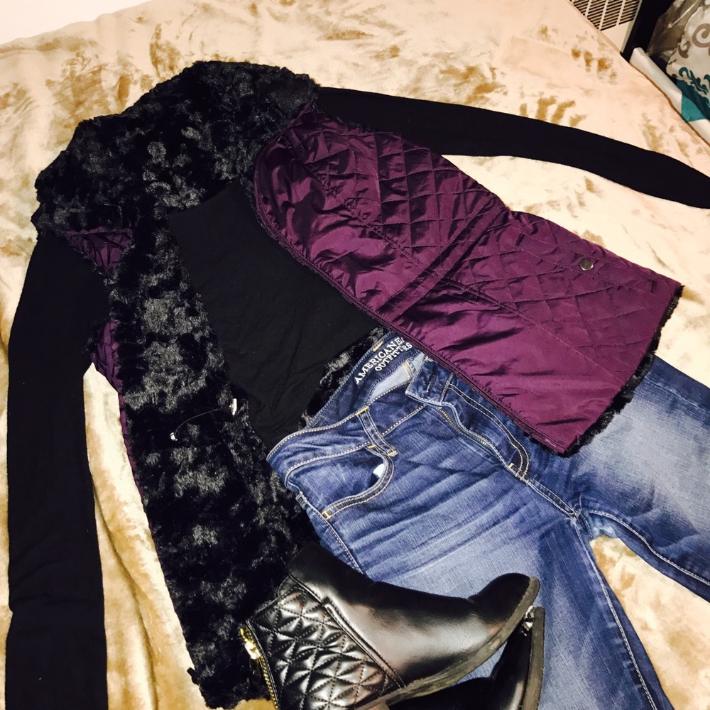 Reversible purple puffer vest