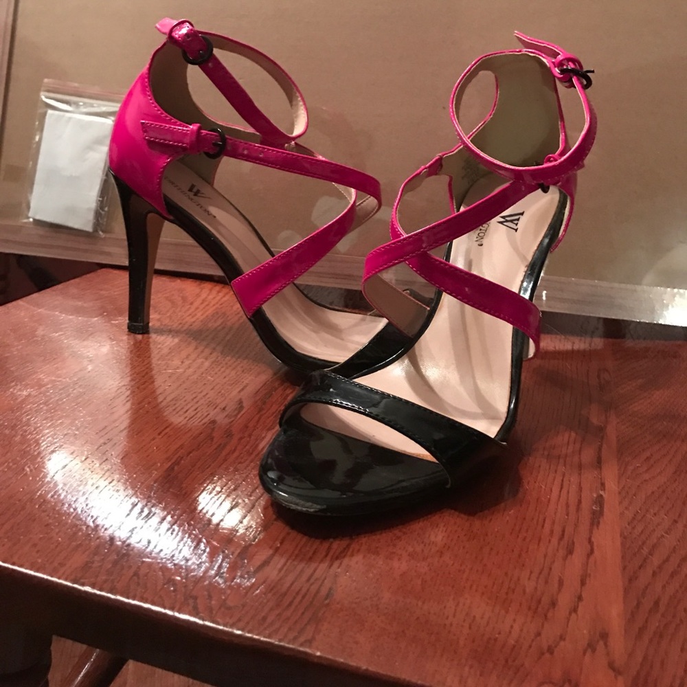 Pink and Black highly heels