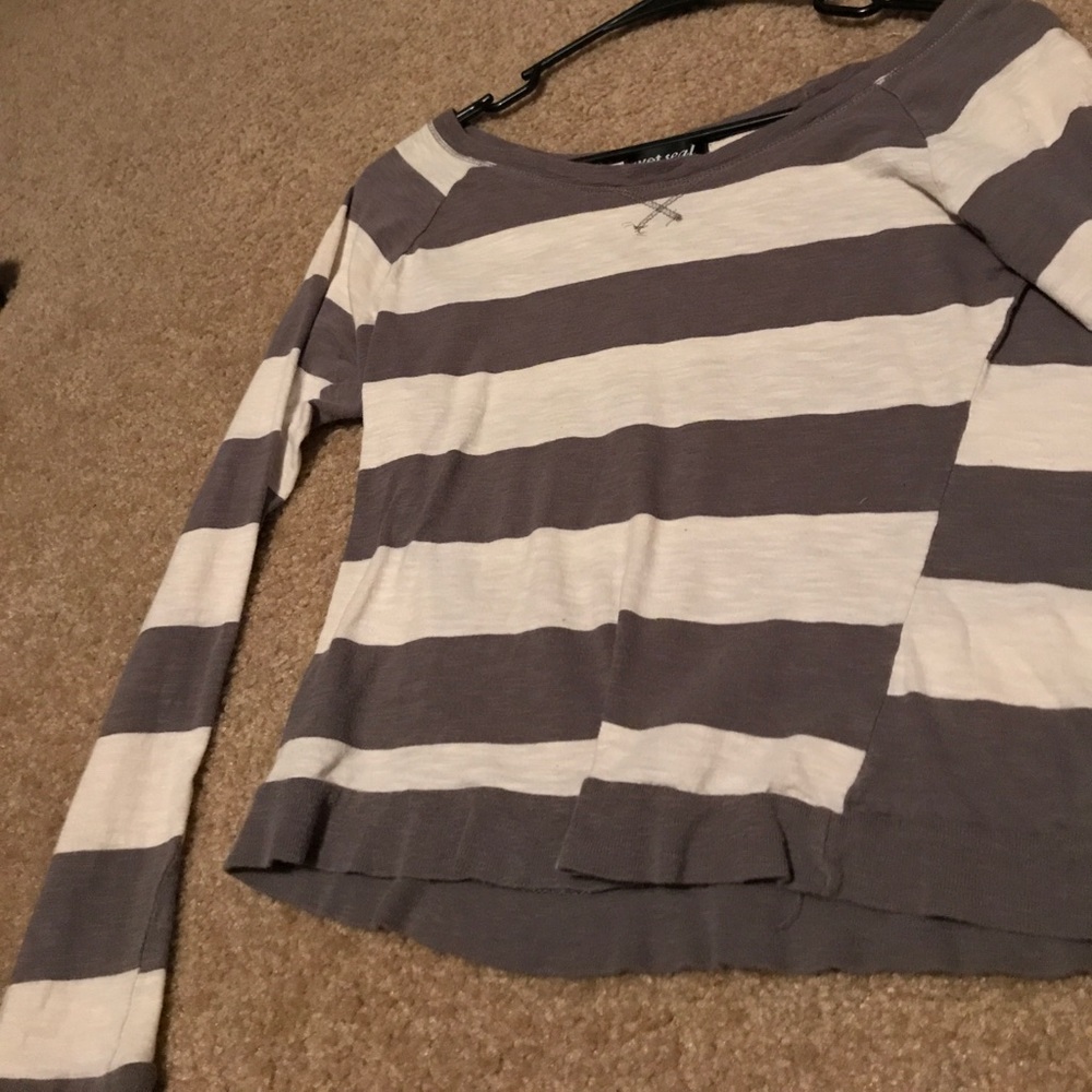 Gray and white stripped shirt