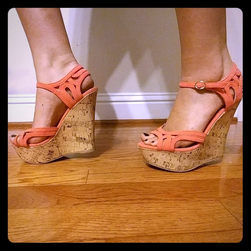 Coral Wedges with Adjustable Ankle Straps