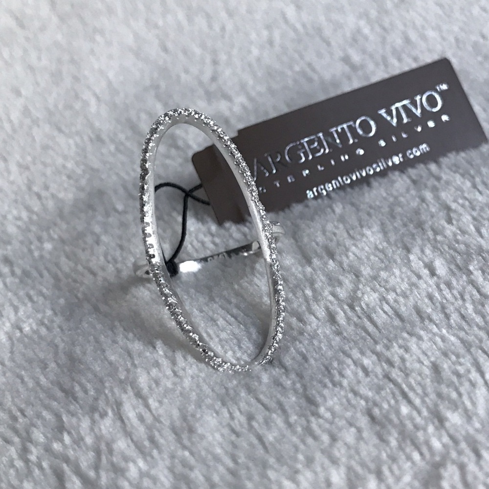 LAST ONE Argento Vivo CZ & Sterling Open Oval Ring - Picture 2 of 5