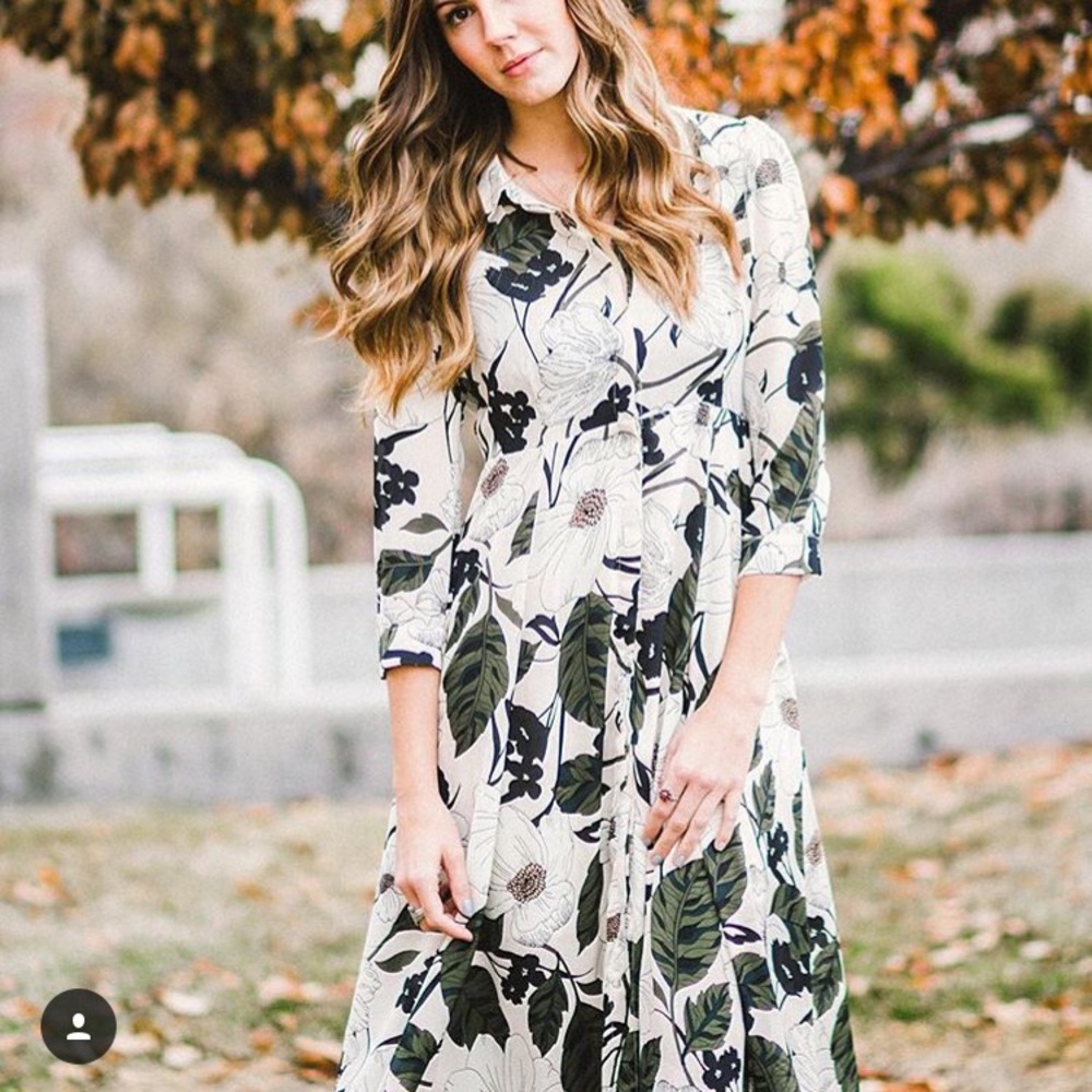 CREAM FLORAL MAXI DRESS FREE PEOPLE INSPIRED