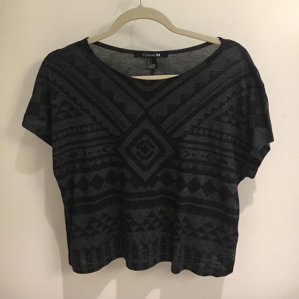 Dark grey tribal crop top