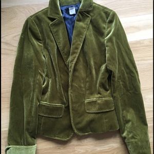 J Crew Velvet Green Blazer Size 0